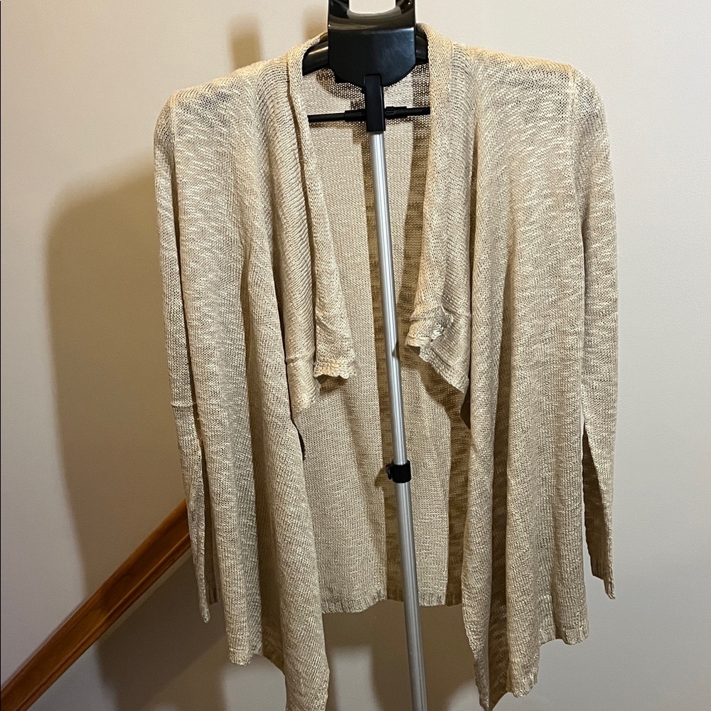 Beige Open-Front Cardigan - Size Small
